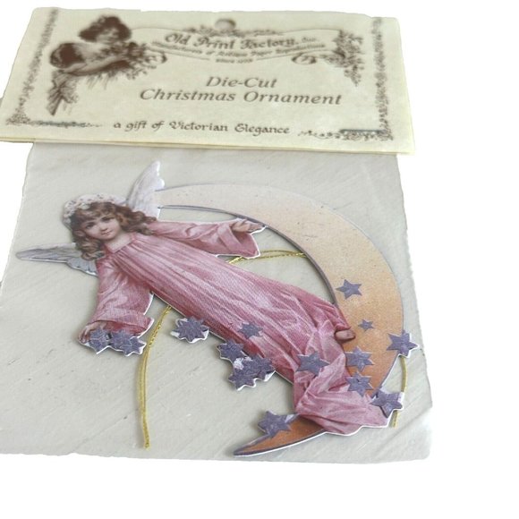 Vintage NOS Old Print Factory Victorian Die Cut Reversible Angels Christmas Deco - Picture 1 of 13
